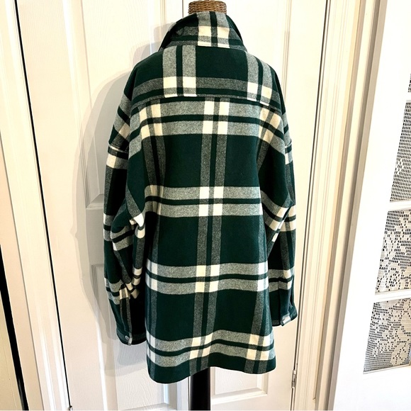 Zara Green & White Plaid Jacket/Overshirt , Sz L , Unisex - Picture 4 of 10